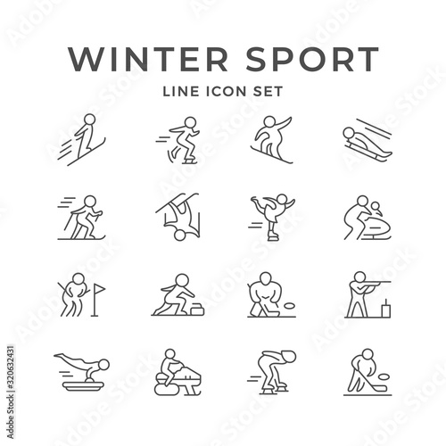 Set line icons of winter sport