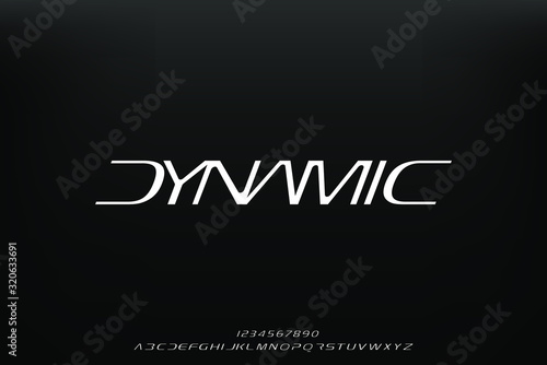 Dynamic, an abstract technology science alphabet font. digital space typography vector illustration design
