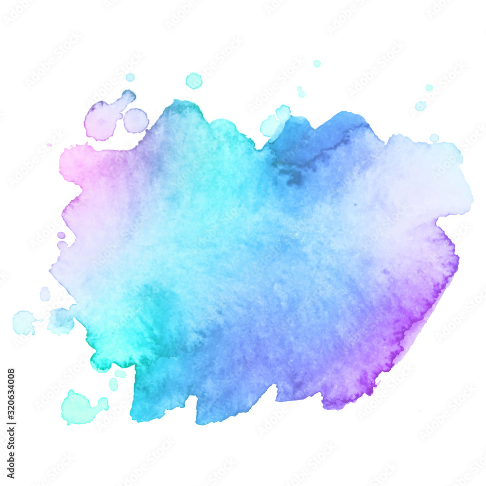 Watercolor brush paint paper texture vector isolated splash on white background for banner, poster, wallpaper.