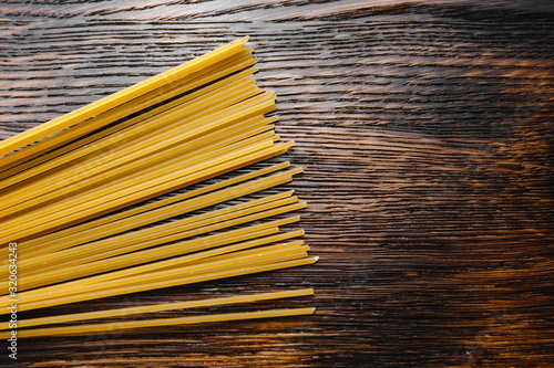 italian pasta on wooden table