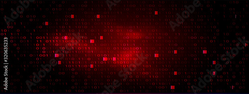 Abstract Red Background with Binary Code. Malware, or Hack Attack Concept
