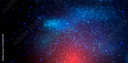 Abstract Red Background with Binary Code. Hack Attack Concept