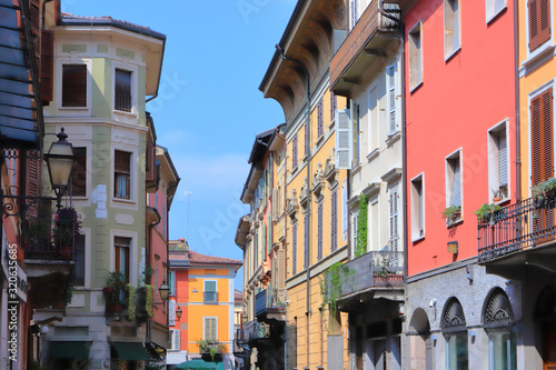 palazzi storici colorati a cremona in italia, historical colored buildings in cremona city in italy photo