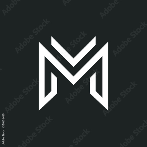 M letter liner logo design	