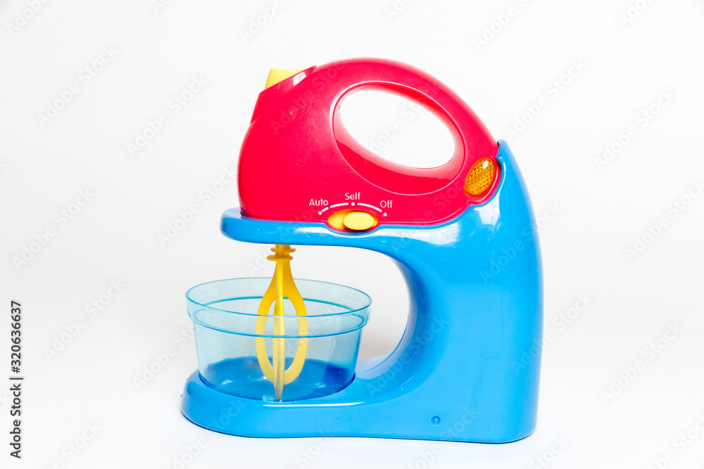 vBlue and red toy Blender on Isolated White Background - Image vBlue and red toy Blender on Isolated White Background - Image