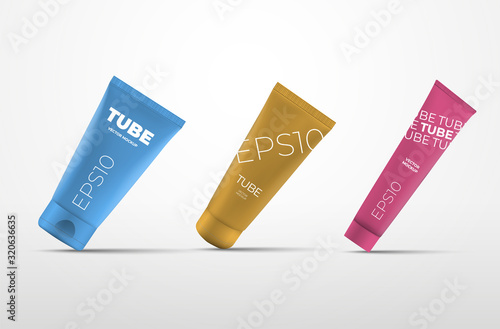 Mockup of plastic vector packaging isolated on white background for design presentation.