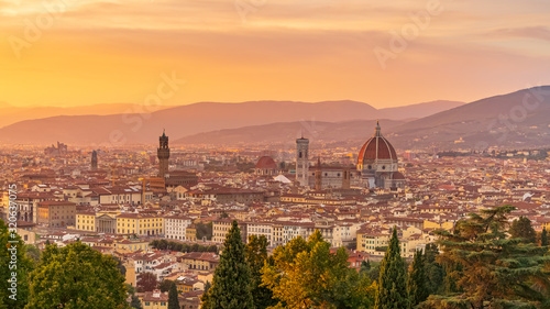 Beautiful sunset panorama of Florence. Travel destination Tuscany, Italy © MKozloff