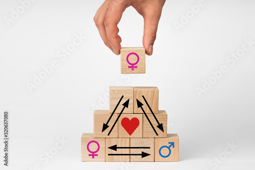 Concept Love triangle with a picture of a male and female symbol