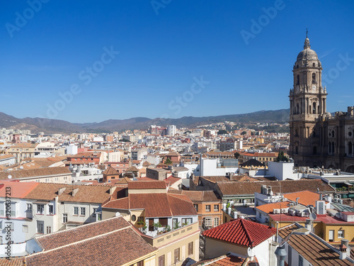 Aerial view of the old city of Malaga. Spain