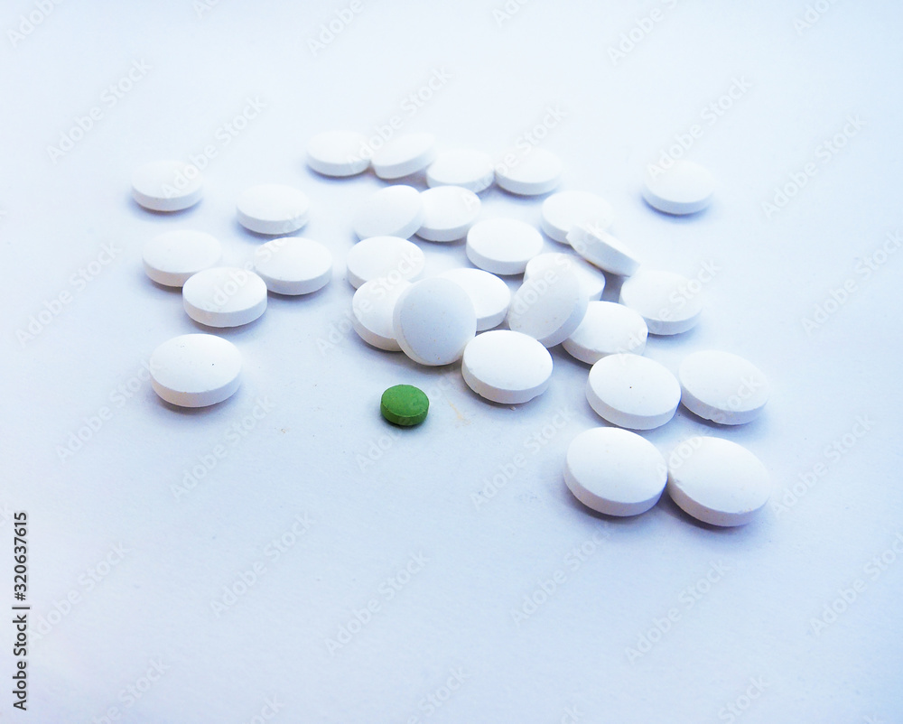 pills on white background