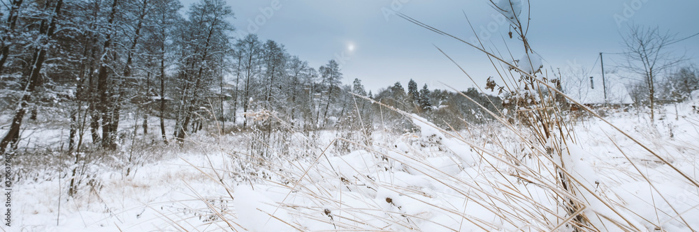 Blue sky with snow field. Great background with copyspace. Winter and snow landscape. Stock photo. Blue sky with snow field. Great background with copyspace. Winter and snow landscape. Stock photo.
