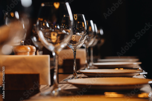 luxury tableware beautiful table setting in restaurant