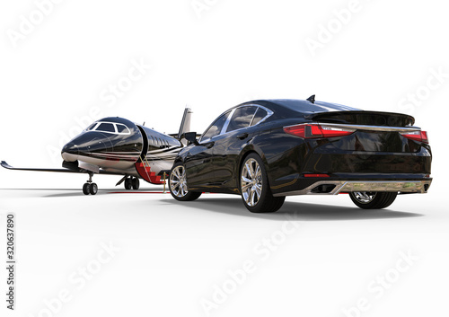 3D rendering representing an luxury transportation for rich people. Cars, background