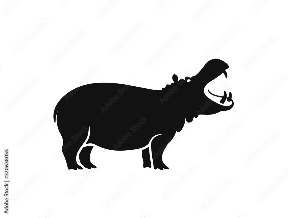 Obraz premium Logo hipopotama. Na białym tle hipopotam na białym tle