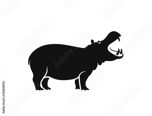Fotografia, Obraz Hippopotamus  logo. Isolated hippopotamus on white background