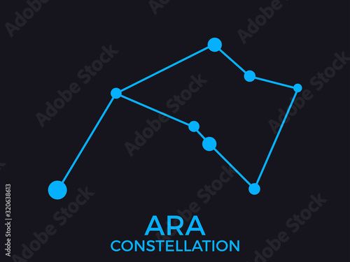 Ara constellation. Stars in the night sky. Cluster of stars and galaxies. Constellation of blue on a black background. Vector illustration