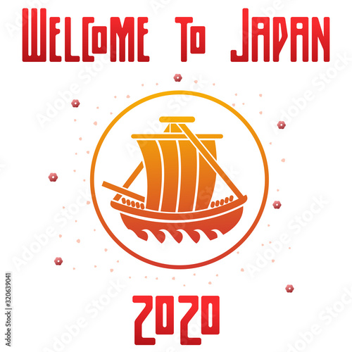 Vector illustration Japanese symbol. Welcome to Japan photo