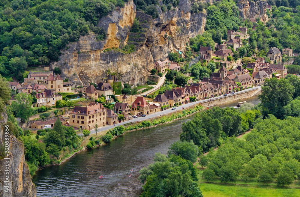 The Village of La Roque Gageac as Seen from the Gardens of Marqueyssac