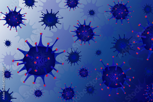 Virus, coronavirus, COVID -19 pandemic or bacteria abstract vector background. Infect organism, viral disease epidemic