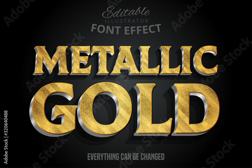 Metallic gold 3d text effect with silver extrude
