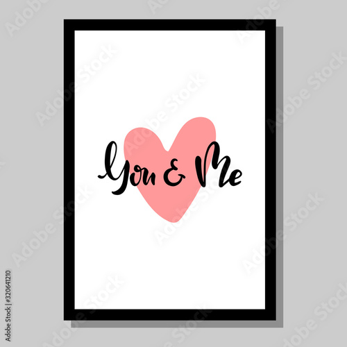 Valentine day hand lettering poster  greeting card  background