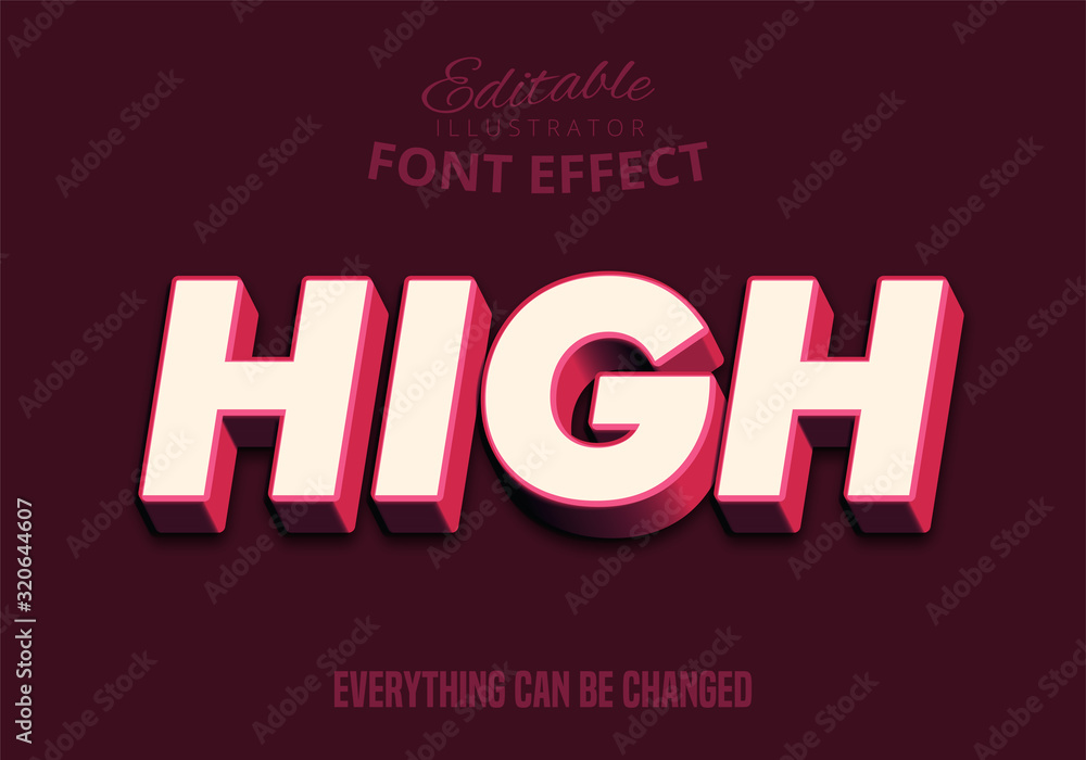 High text, 3d editable font effect Stock Vector | Adobe Stock