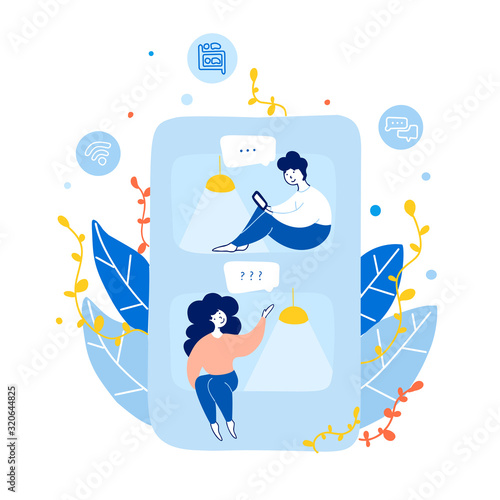 Co housing arrangement hand drawn vector illustration