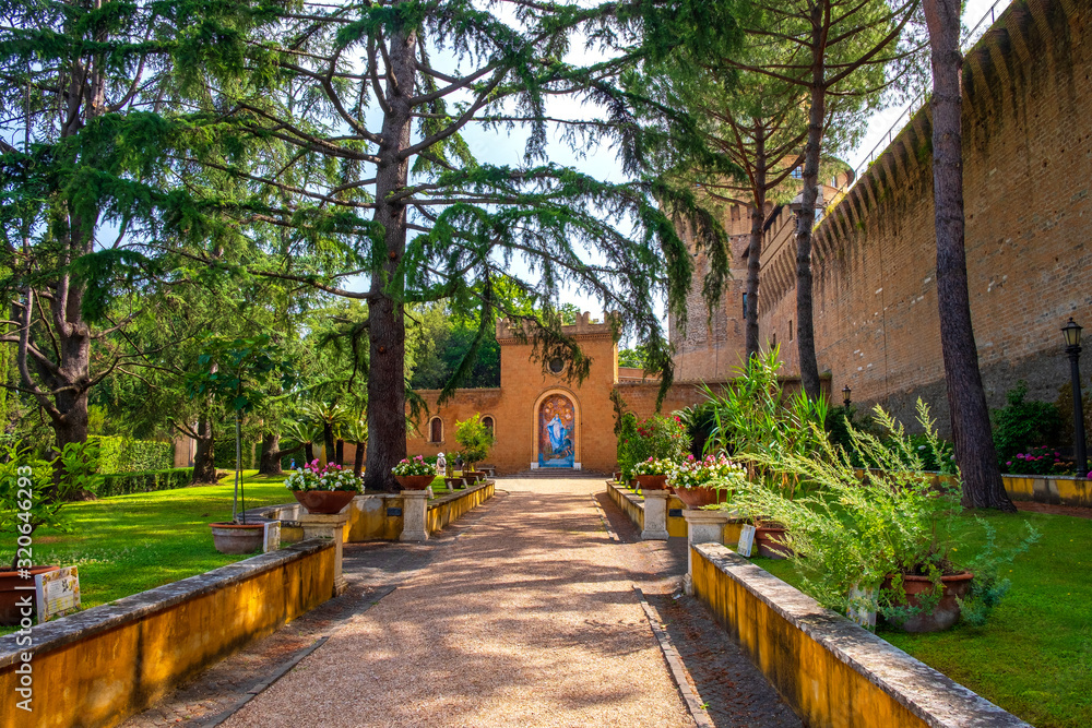 Rome, Vatican City, Italy - Shrine of The Vergin of Mercy - Nostra Signora della Misericordia - from Savona in Liguria, within the Vatican Gardens in the Vatican City State Rome, Vatican City, Italy - Shrine of The Vergin of Mercy - Nostra Signora della Misericordia - from Savona in Liguria, within the Vatican Gardens in the Vatican City State