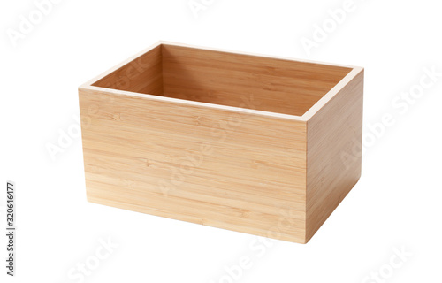Empty wooden box for your packaging isolated on white background top view. © missty
