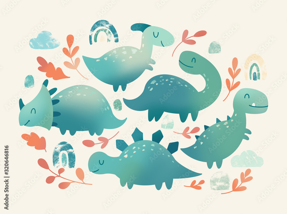 Isolated baby dinosaurs Isolated baby dinosaurs