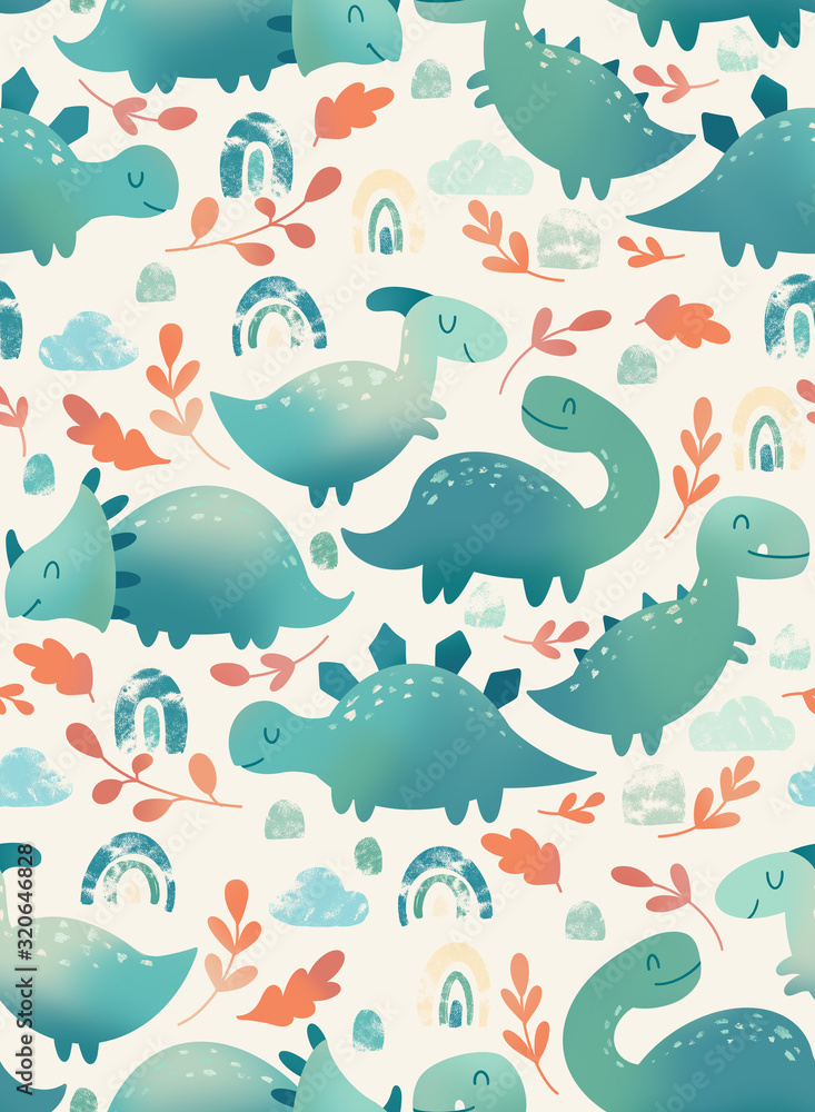 Seamless pattern with baby dinosaurs Seamless pattern with baby dinosaurs