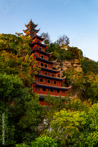 View of Shi Baozhai Pagoda on Yangtze River near Wanzhou, Chongqing photo