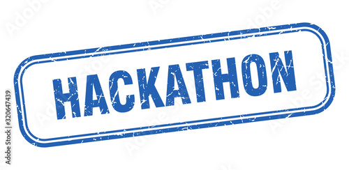 hackathon stamp. hackathon square grunge blue sign. hackathon tag
