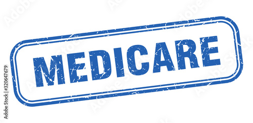 medicare stamp. medicare square grunge blue sign. medicare tag