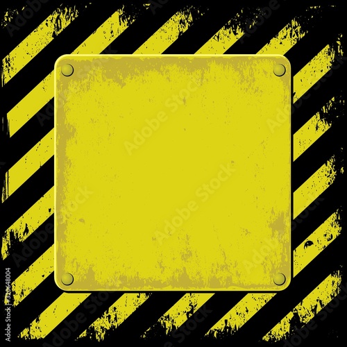 warning background with grunge plaque