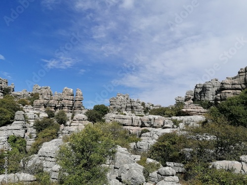 Paisaje con rocas Parque Nacional El Torcal, Torcal de Antequera, provincia de Málaga, Andalucía, España