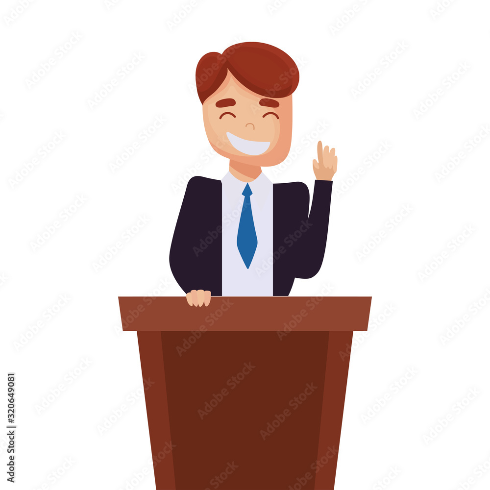Man cartoon on podium of usa happy presidents day vector design Man cartoon on podium of usa happy presidents day vector design