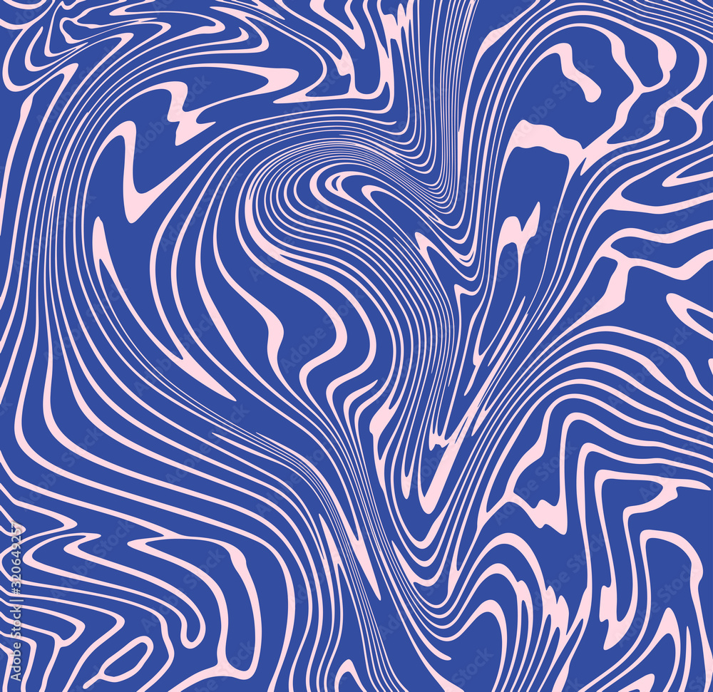 Abstract liquid wavy background. Optical illusion motion striped 3d effect.