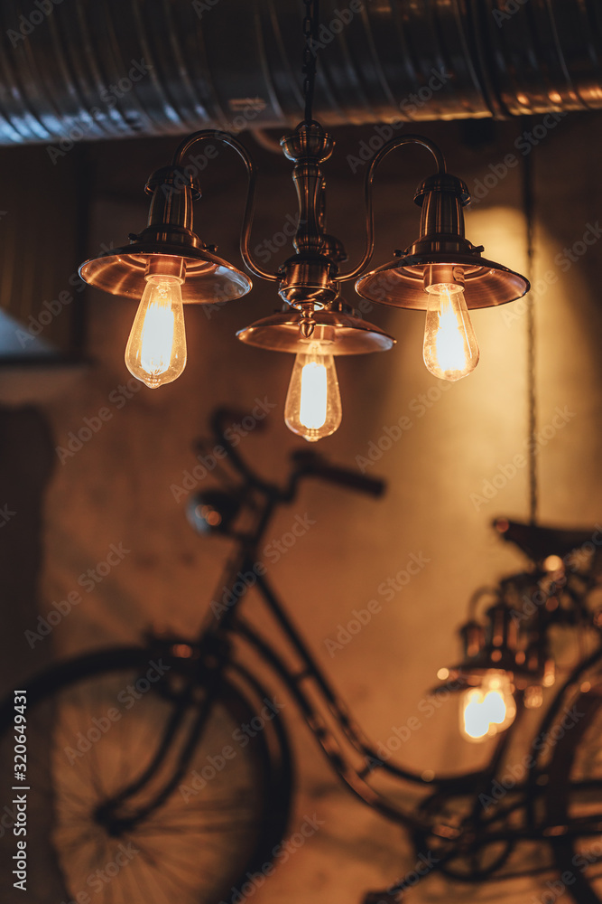 Metal vintage vintage chandelier with edison bulbs