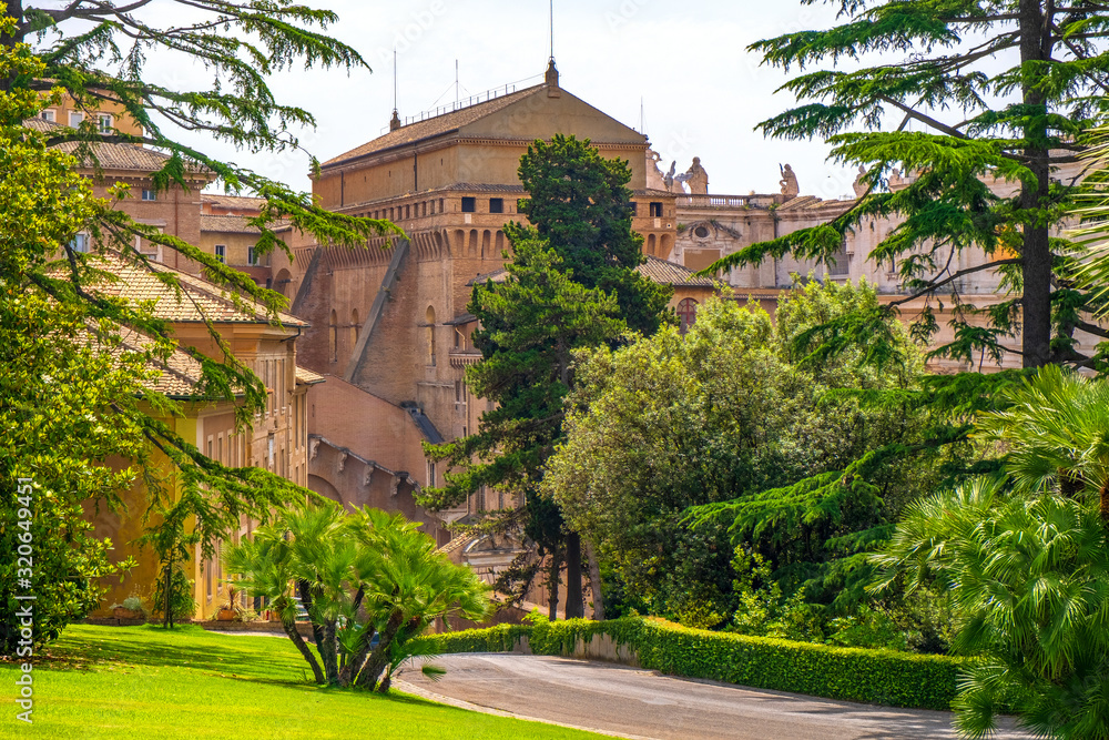 Rome, Vatican City, Italy - Exterior of the Sistine Chapel - Cappella Sistina - seen from the Vatican Gardens in the Vatican City State - obrazy, fototapety, plakaty 