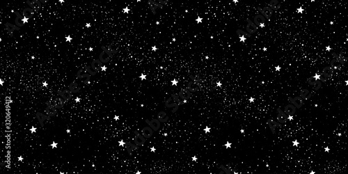 Seamless pattern with stars. Hand drawn stars texture. Night starry sky.