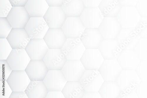 Minimalist White Abstract Background. High Technology 3D Hexagons. Scientific Technologic Three Dimensional Hexagonal Blocks Light Conceptual Wallpaper. Tech Clear Blank Subtle Textured Backdrop
