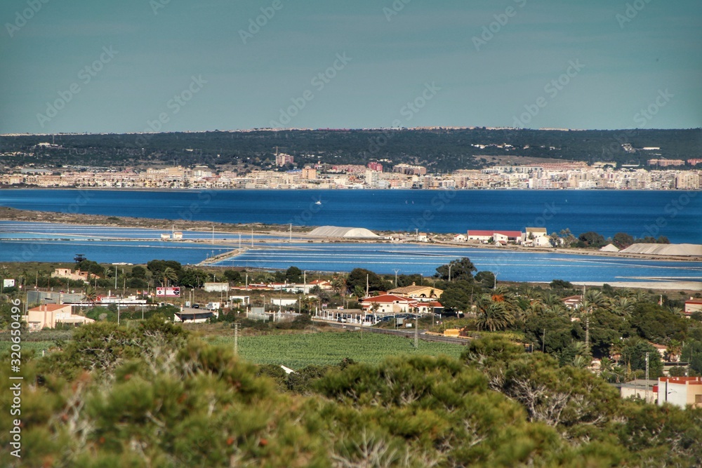 Views of the Salinas of Santa Pola from the mountains