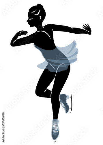 Skater skates on ice. The girl is beautiful and slender. Lady athlete, figure skater. Vector illustration.