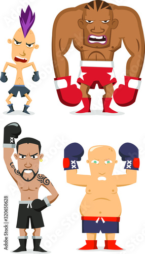 boxer cartoon set