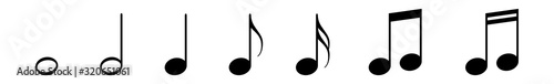 Music Notes Icon Black | Note Illustration | Tone Symbol | Sound Logo | Musical Sign | Isolated | Variations photo