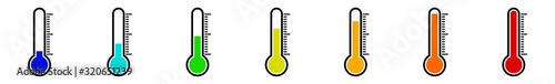Thermometer Icon Color | Temperature Scale Symbol | Instrument Logo | Warm Cold Illustration | Weather Sign | Isolated | Variations