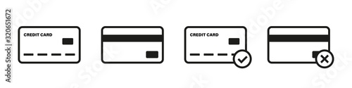 Credit card vector isolated icons. Bank card black outlines icons. Mobile payment. Payment transfer transaction.