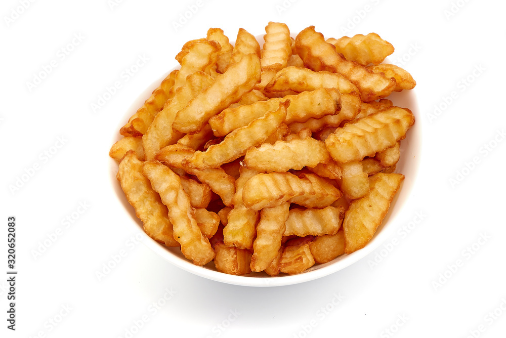 Potato fry, isolated on white background Potato fry, isolated on white background