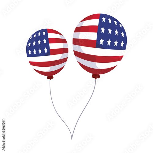 Isolated usa flag balloons vector design